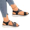 New sandals women's large size sewing line flat bottom round head Velcro women's sandals