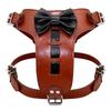 Genuine Leather Dog Harness Real Leather Dogs Training Vest With Cute Bowknot Adjustable Durable for Medium Large Pitbull