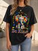 Be Kind Autism Awareness Elephant Black Washed Graphic T-Shirt Unisex