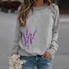Women Sweatshirt Floral Print O Neck Loose Warm Lady Blouse for Daily Wear