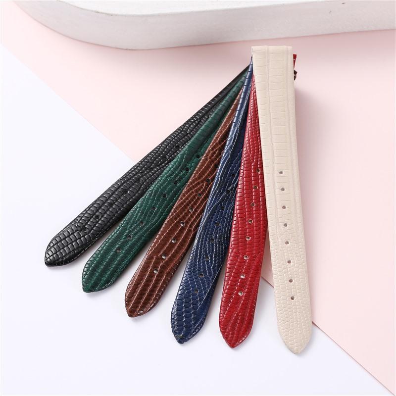 Leather Strap 8mm 10mm 12mm 14mm 16mm Universal Smartwatch wristband Lizard Fashion Slim Watchband correa for Men Women Bracelet