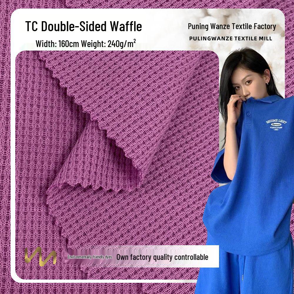

240g Pineapple Check Double-Sided Waffle Knit Short Sleeve Top for Spring/Summer Fashion Sample (Per Meter)