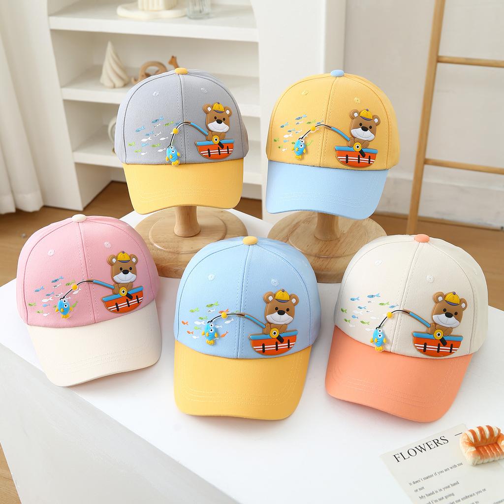 Cartoon Teddy Bear Children's Baseball Cap Cute Boy Sun Hat 2-8 Years Old Children's Duckbill Cap Baby Outdoor Sun Mask