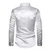 Men Retro Glossy Shirt Lapel Button-up Shirt with Sequins Vintage Formal Shirt for Disco Bars Nightclubs Parties