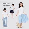 Girl's Ruffled Hem Pure Cotton Short Sleeve T-Shirt