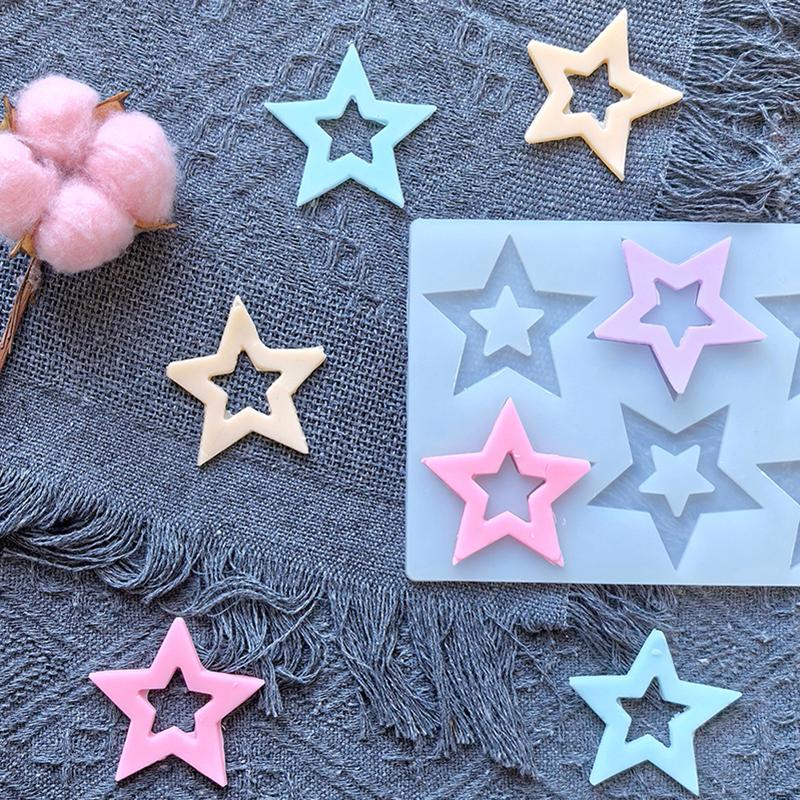 

Diy Hollow Pentagram Chocolate Silicone Mold, Sugar Cake Decoration, Handmade Drip Glue Mold, Craft Gift белый