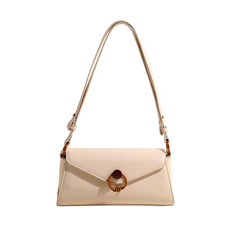 

Han retro portable baguette bag women s 2026 spring new textured exquisite shoulder messenger bag 25*7*12 білий
