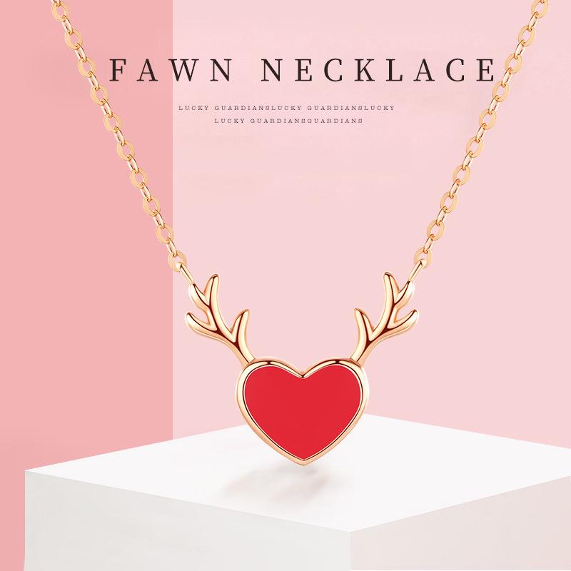 

Heart Deer Necklace with Temperature-Sensitive Color-Changing Antler Pendant - Women s Clavicle Chain, Perfect Christmas Gift