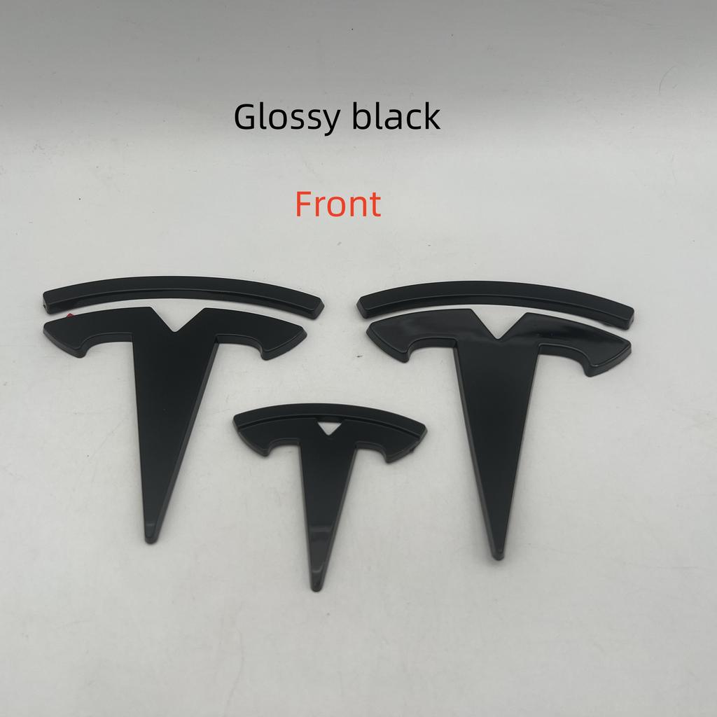1-3 st glanssvart Påverkar inte ABS för Tesla Model3 ModeY bil Främre Emblem Bakre Baklucka Ratt Klistermärke Emblem styling