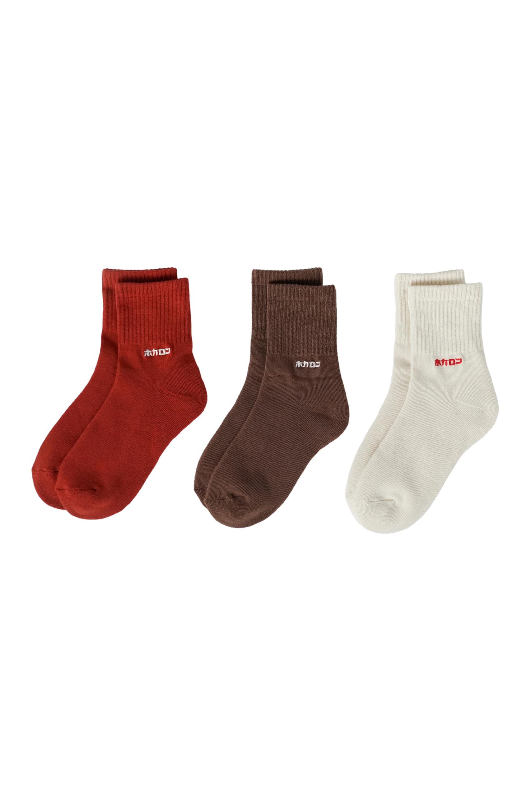 

Hokaron Logo Embroidered Pile Set of Women s Socks, 21.5-24.5cm, 3, Terracotta, Brown, Off-White