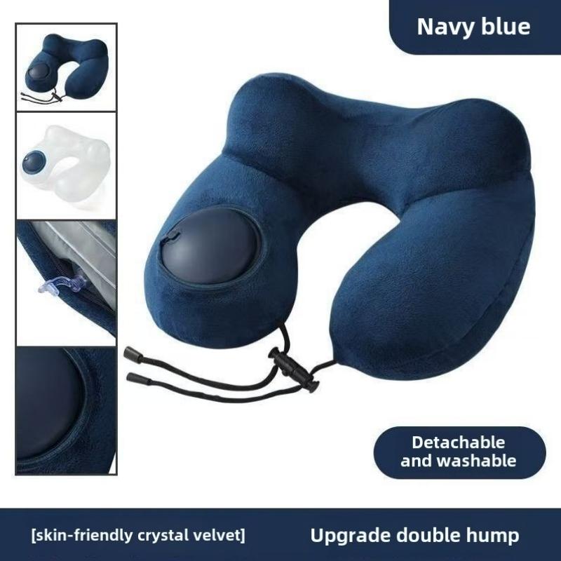

U-Shaped Inflatable Travel Pillow Portable Air Pillow Neck Support Cushion Comfortable Sleeping Pillow Press to inflate pillow серый
