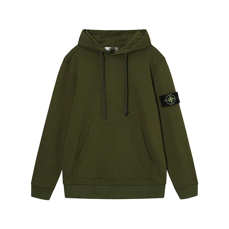 STONE Classic Solid Color Hooded Long-Sleeve Unisex Jacket with Badge – Trendy Island Style for Couples