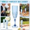 Light Blue Crystal Champagne Flutes - Textured Stemmed Glassware for Wedding, Party & Home Bar