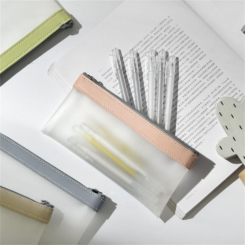 Pencil Case Pen Case Zipper Pouch Clear Stationery Bag Pencil Holder Pencil Bag for Ballpoint Pens Markers Erasers