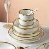 Gilt Rim White Porcelain Dinner Tray Food Dishes Rice Salad Noodles Bowl Ceramic Plates Bowls Kitchen Plates Ceramic Tableware