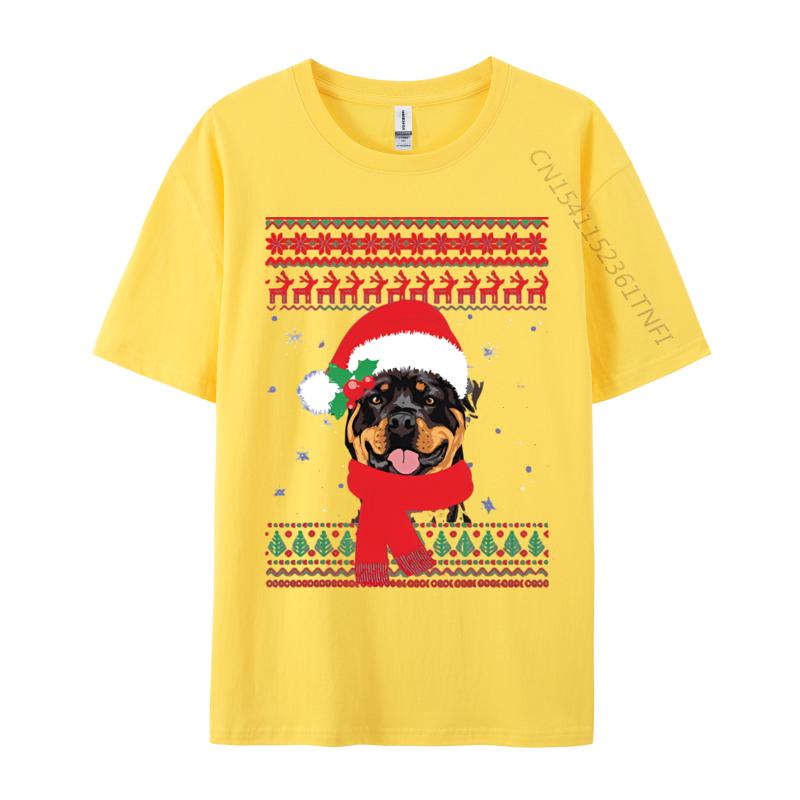 Graphic T Shirts Men Cotton Ugly Christmas Rottweiler Santa Hat Tshirt Mens Tshirt Premium Quality Unique Art Tees
