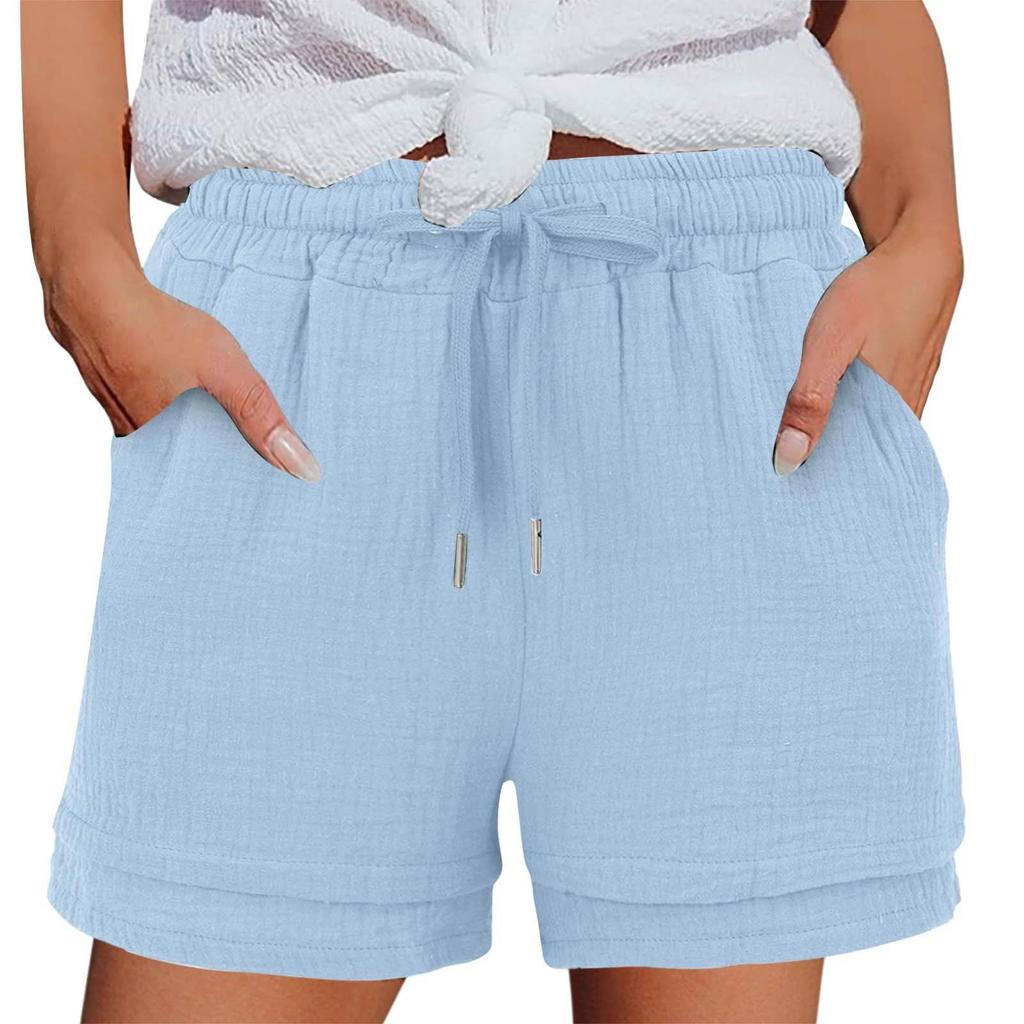 Women's Casual  Summer Elastic Beach Shorts  Solid Casual Shorts