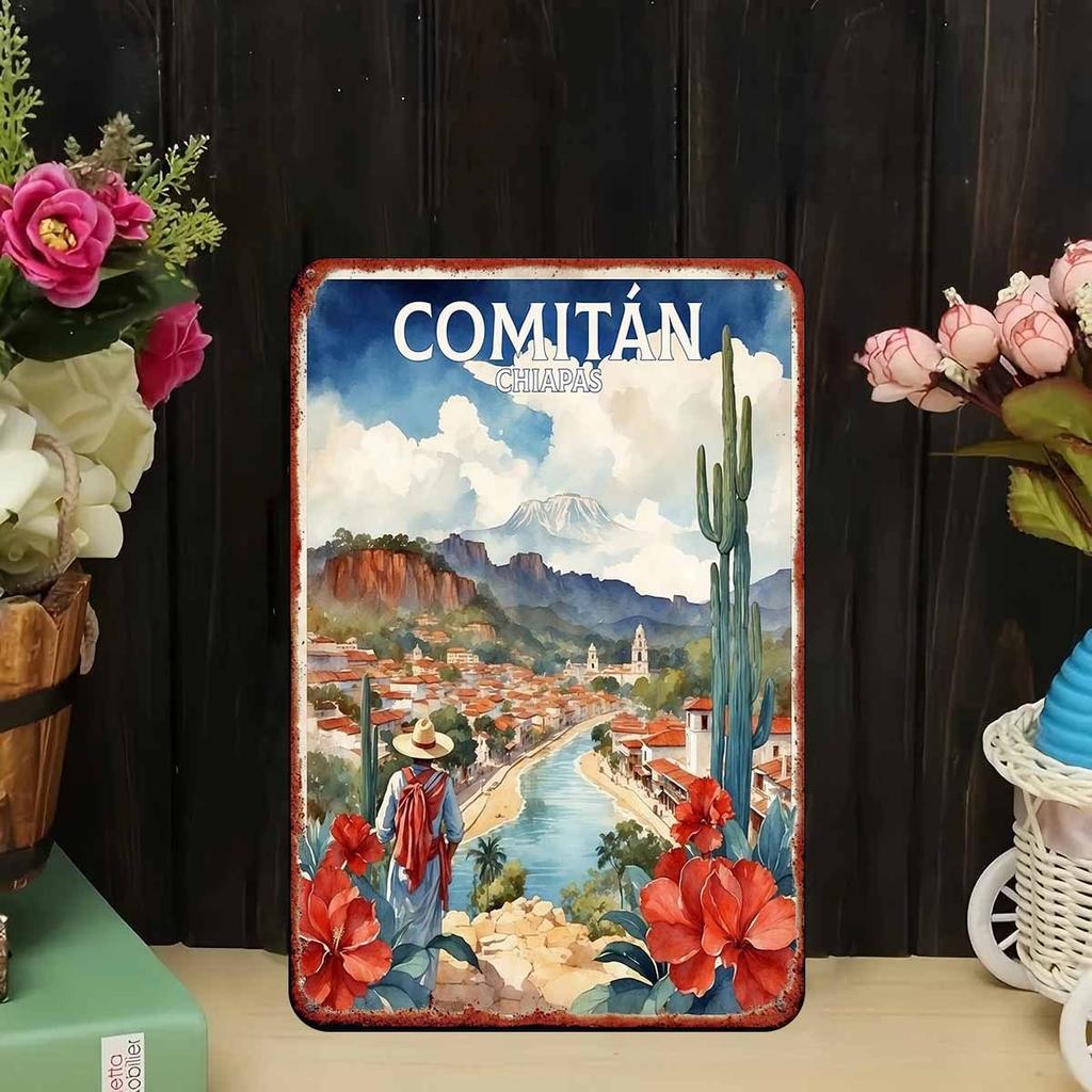 PC Comitn Chiapas Mexico Scenery Metal Tin Sign for Bedroom Bar Garage Garden Outdoor Decor