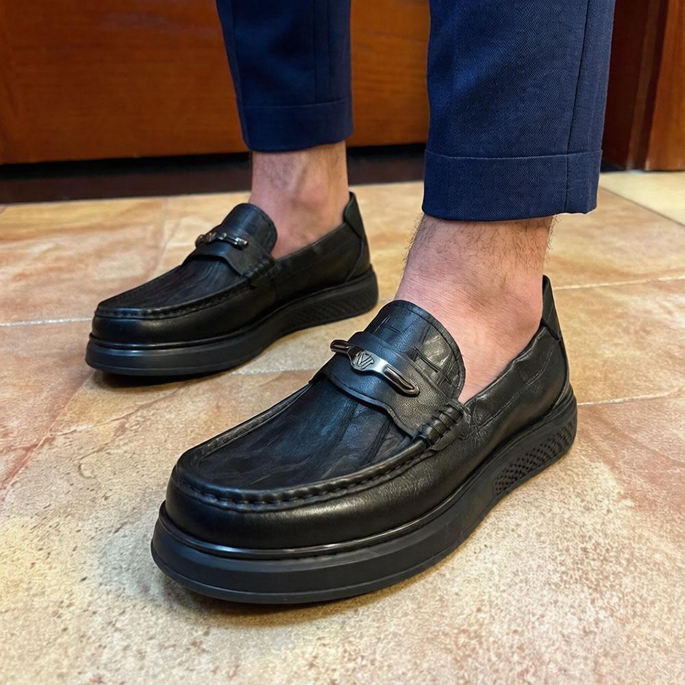 Men's Genuine Cow Leather Slip-On Loafers Business Casual Shoes Comfortable Leather Footwear for Professional Settings