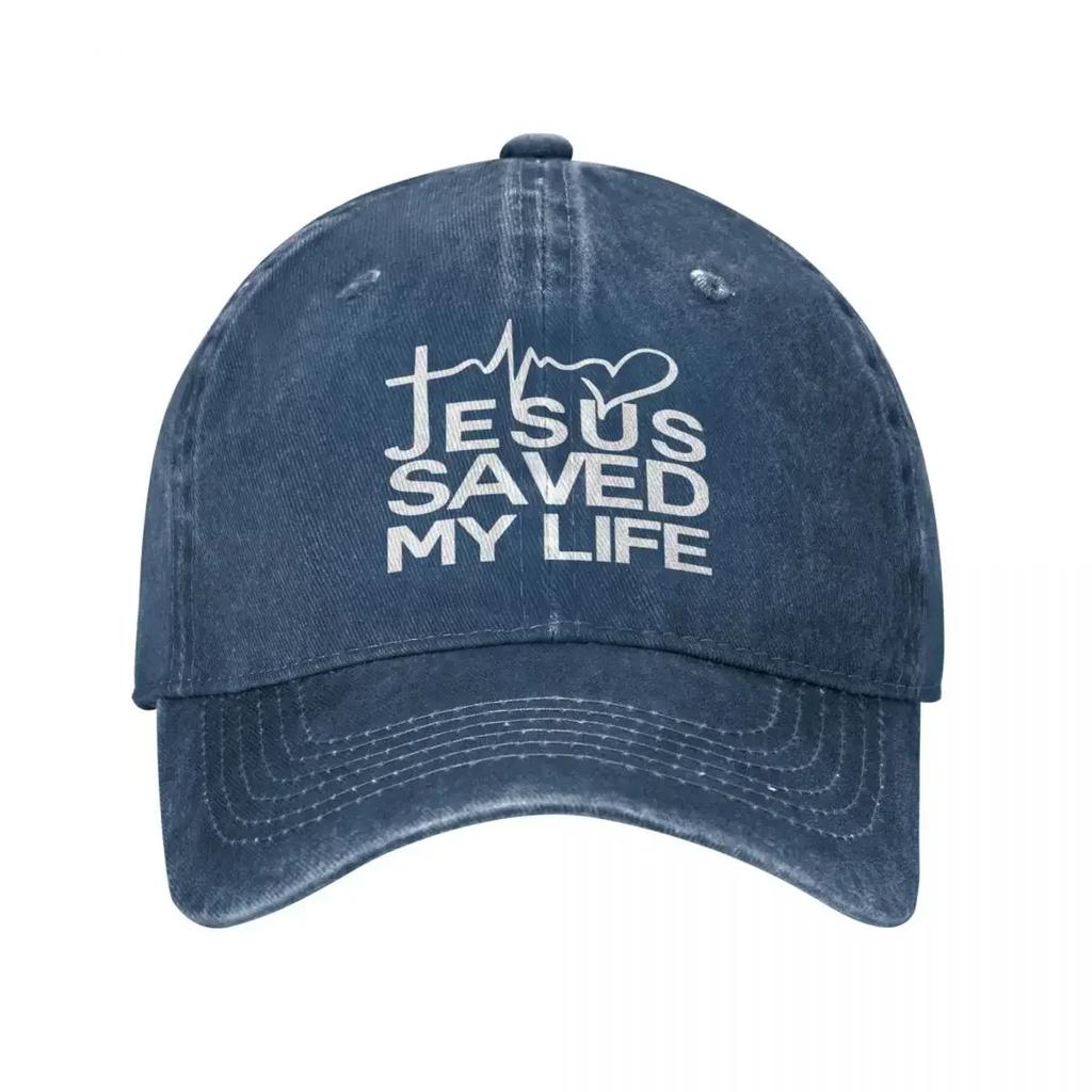Jesus Saved My Life Baseball Caps Vintage Distressed Cotton Headwear for Men Women Outdoor All Seasons Travel Caps Hat