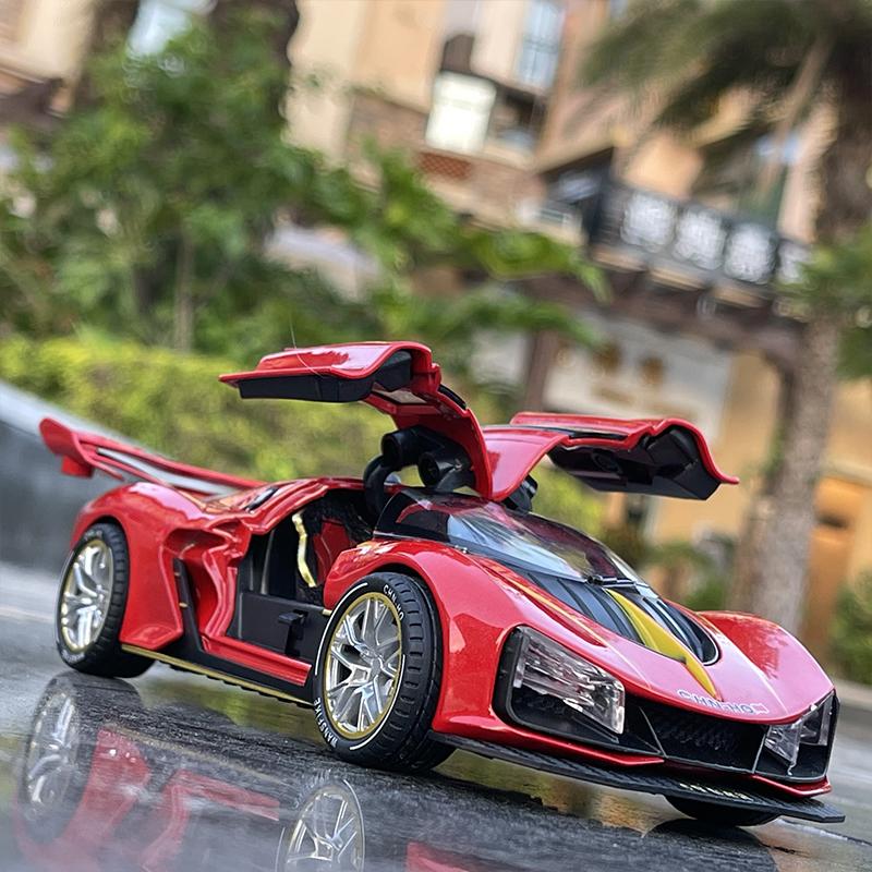 

1/24 HONGQI S9 Alloy Performance Sports Car Model Diecasts Metal Racing Car Model Sound and Light With Spray Childrens Toys Gift красный