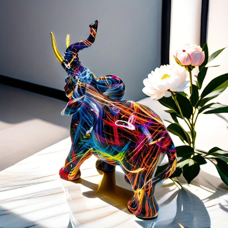 Ρητίνη Πολύχρωμο Άγαλμα Ελέφαντα Πολύχρωμη Τέχνη Γλυπτά Ελεφάντων Πολύχρωμο Διακοσμητικό Ελέφαντα Διάκοσμο Feng Shui Ζώο Γλυπτό Ελέφαντα για Κουζίνα