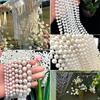 Ivory Round Pearl Beads String Trim Chain Sew Craft Faux Pearls Strand Garland Decorate Floral Centerpieces Favor Christmas Tree