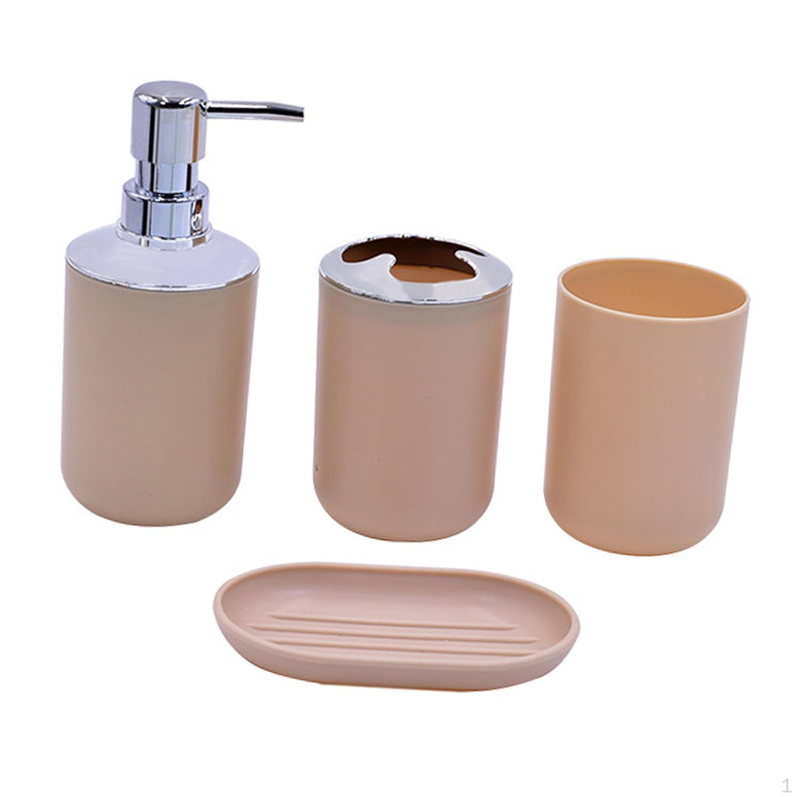 

Аксессуары для ванной комнаты, набор из 4 предметов, декоративный современный подарок на новоселье, дозатор мыла, чашка для полоскания рта абрикосовый