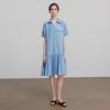 Chuyu Women's Faux Denim Spliced Mid-Length Shirt Dress