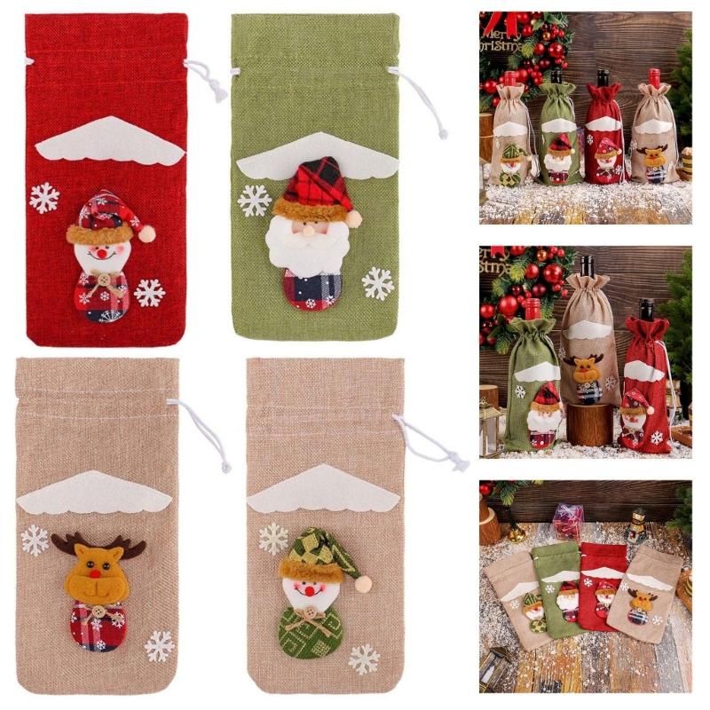 Weihnachtsfeier Dekorationsset 4 Stück Wiederverwendbarkeit Weihnachtsmann Flaschenhüllen für Festival Tischdekoration Haus Bar Zubehör