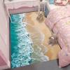 Large 3D Beach Area Rug with Seashells Starfish and Foamy Waves Kids Bedroom Non-slip Decorative Carpet Home Decoration