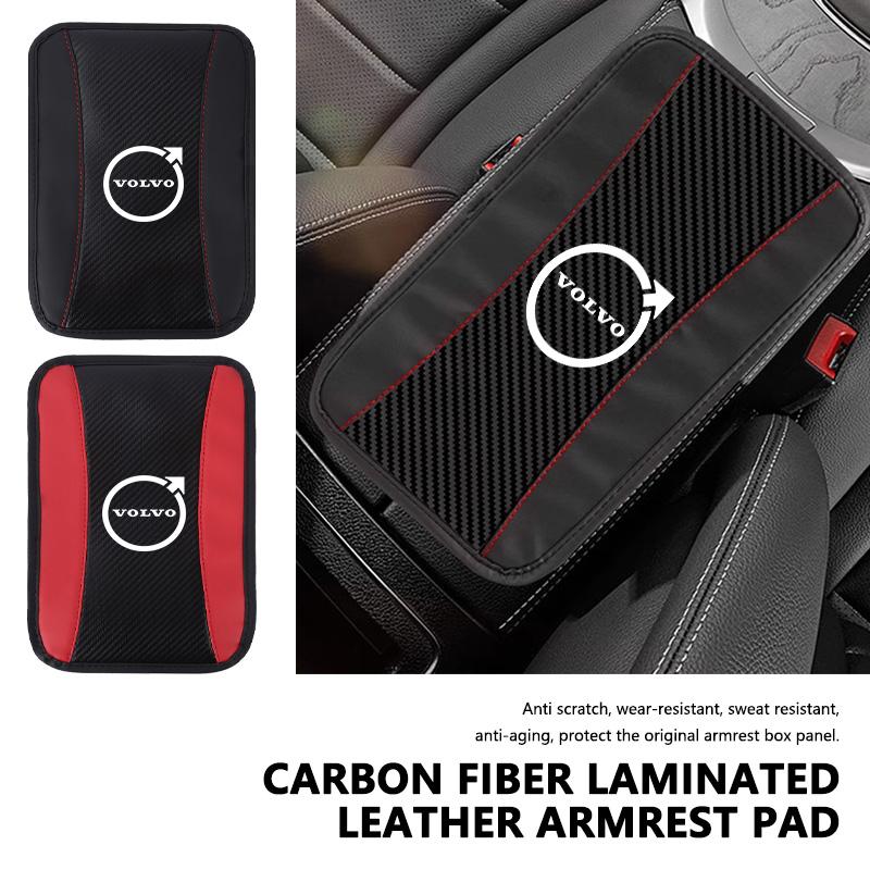 Carbon Fiber Car Armrest Cushion Auto Center Console Protector Pad For Volvo XC60 V40 V50 XC90 S60 V90 V70 XC40 V60 S90 AWD S80