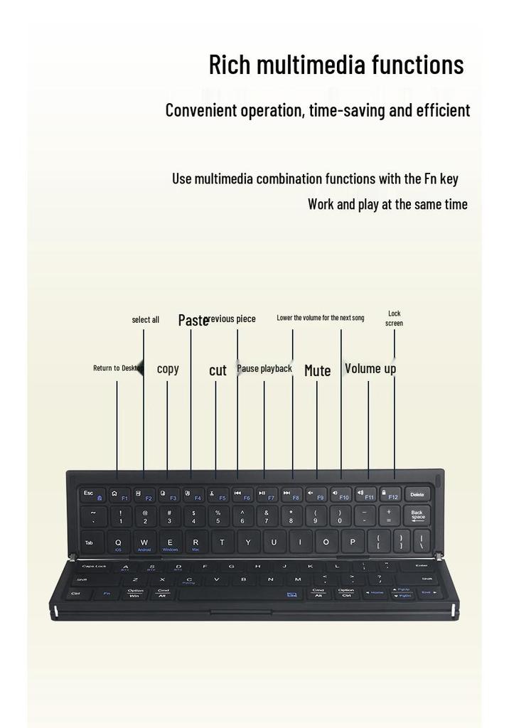 Foldable Leather Bluetooth Keyboard with Touchscreen for Tablet, iPad, Phone, Computer - Perfect for Business & Travel.