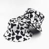 Fashion Hats Decor Double-Side-Wear Reversible Fisherman Hat Cap Cotton Black White Print Foldable Fisherman Hat Accessories