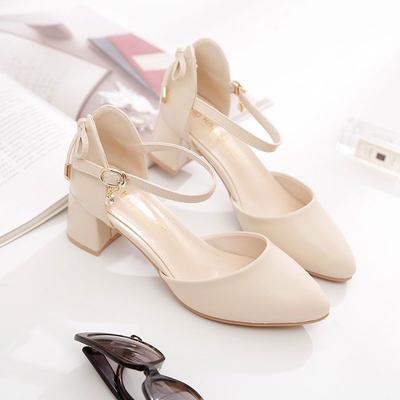 Women Cute Buckle Strap High Quality Black Pu Leather Heel Shoes Lady Classic Summer Pumps Zapato Tacon Alto A6012