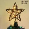 Rattan Star LED Tree Topper, Christmas Tree Topper Decoration, Battery Operated 3 AA Batteries Not Included, Metal Spiral Wire
