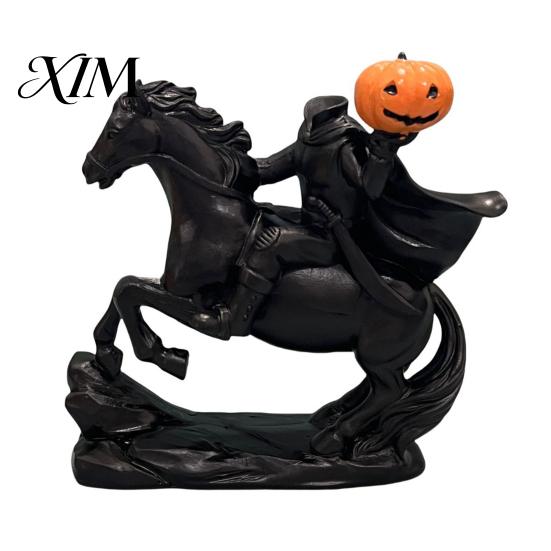 Kopfloser Reiter Statue Statue, Halloween Thema Vintage Bronze Harz Figur, Horror Sammlerstücke Gotisches Tischplatten Ornament für Saisonales Zuhause