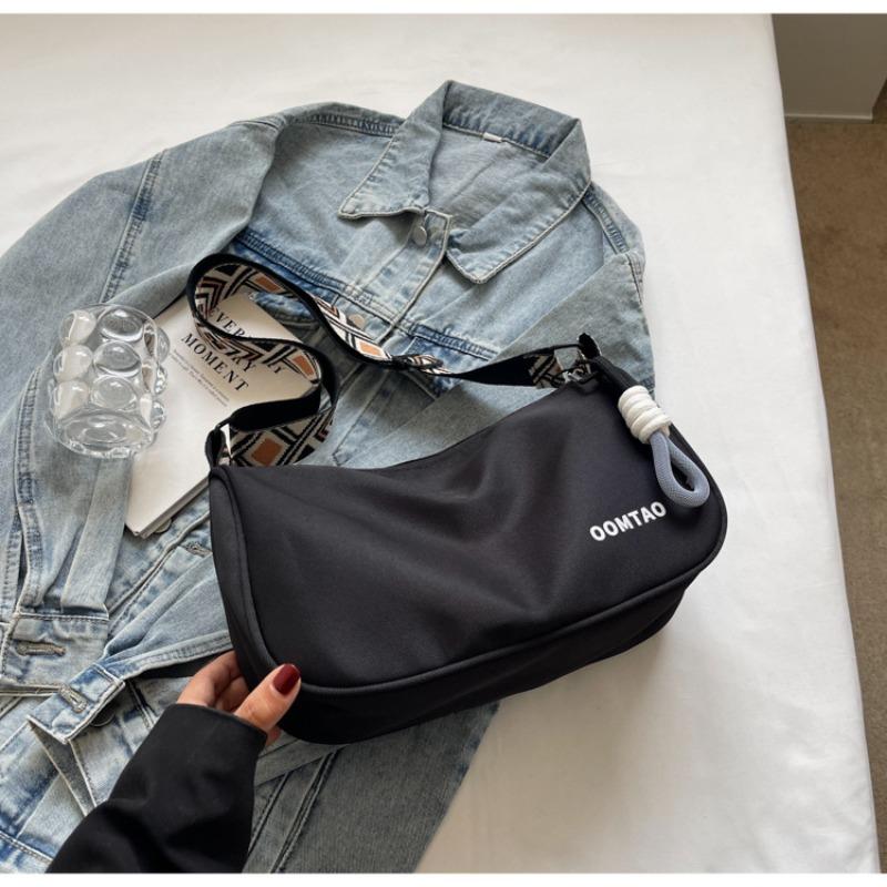 Canvas Bag Women's New Spring and Summer Versatile Dumpling Bag Leisure Sports Broadband Shoulder Messenger Bag Women's Bag