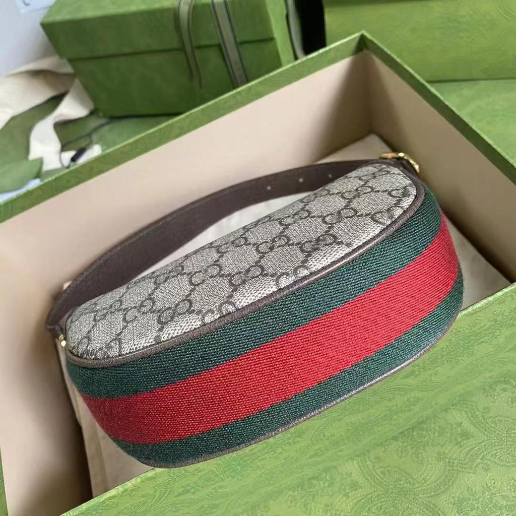 Ophidia Monogram Leather Mini Crescent Shoulder Bag