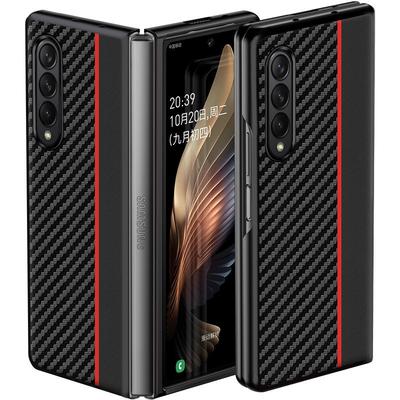 Für Samsung Galaxy Z Fold4 Hülle Ultra Dünn Fasertextur Luxus Leder Fold 4 Stoßfeste Abdeckung