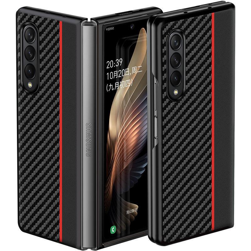 For Samsung Galaxy Z Fold4 Case Ultra Thin Fiber Texture Luxury Leather Fold 4 Shockproof Cover
