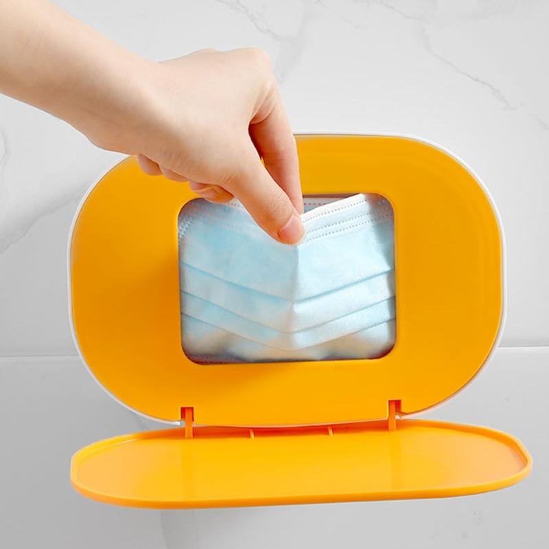 4 cores para escolher Caixa de armazenamento conveniente Contém no máximo 40 máscaras Pode colocar guardanapos Sacos plásticos Luvas descartáveis dentro