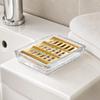Bathroom Accessory Transparent Rectangular Soap Dish with Slotted Drain Modern