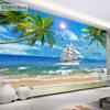 Strand-Kokosnussbaum-Wandbild, Meerblick, individuelle Fototapete für Wohnzimmer, Schlafzimmer, Wanddekoration, 3D-Wohnkultur