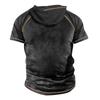 Men'S Printed T-Shirt Outdoor Street Short-Sleeved Hooded Button T-Shirt