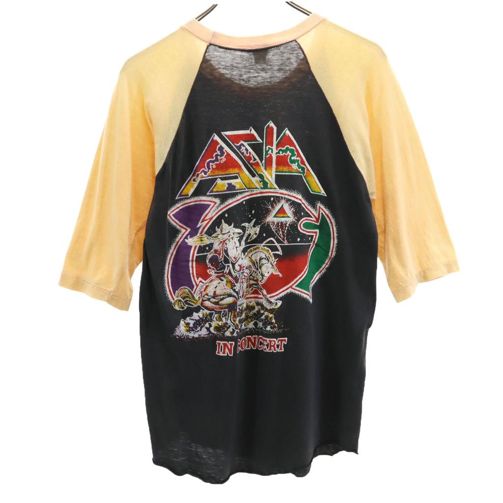 AZIA 80s Paki cotton Five-quarter sleeve T-shirt Band T Rock Band Asia Men's Used