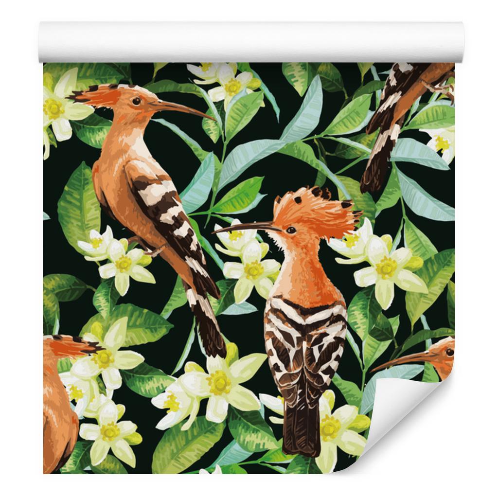 Hoopoes Among Flowers Wallpaper for Living Room and Bedroom 50x1000