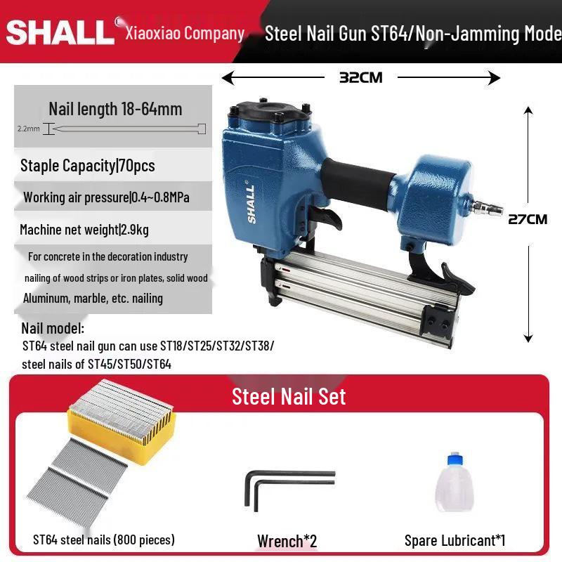 Powerful Pneumatic F30 Brad Nailer - No Jam, Continuous Fire for Woodworking