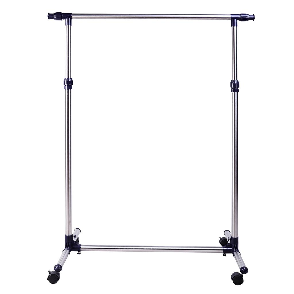 Stainless Steel Clothes Rack with 4 Wheels, Adjustable Height and Length, 95x45x170cm