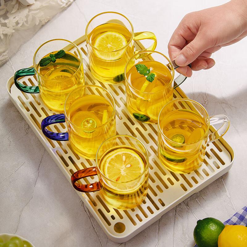 Yaji Heat-Resistant Glass Tea Cups, Set of 6, for Home And Office Use, Transparent High Borosilicate Drinking Cups for Men And Wome